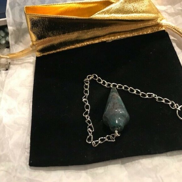 Pendulum with Chain, Green Agate - Picture 2 of 2